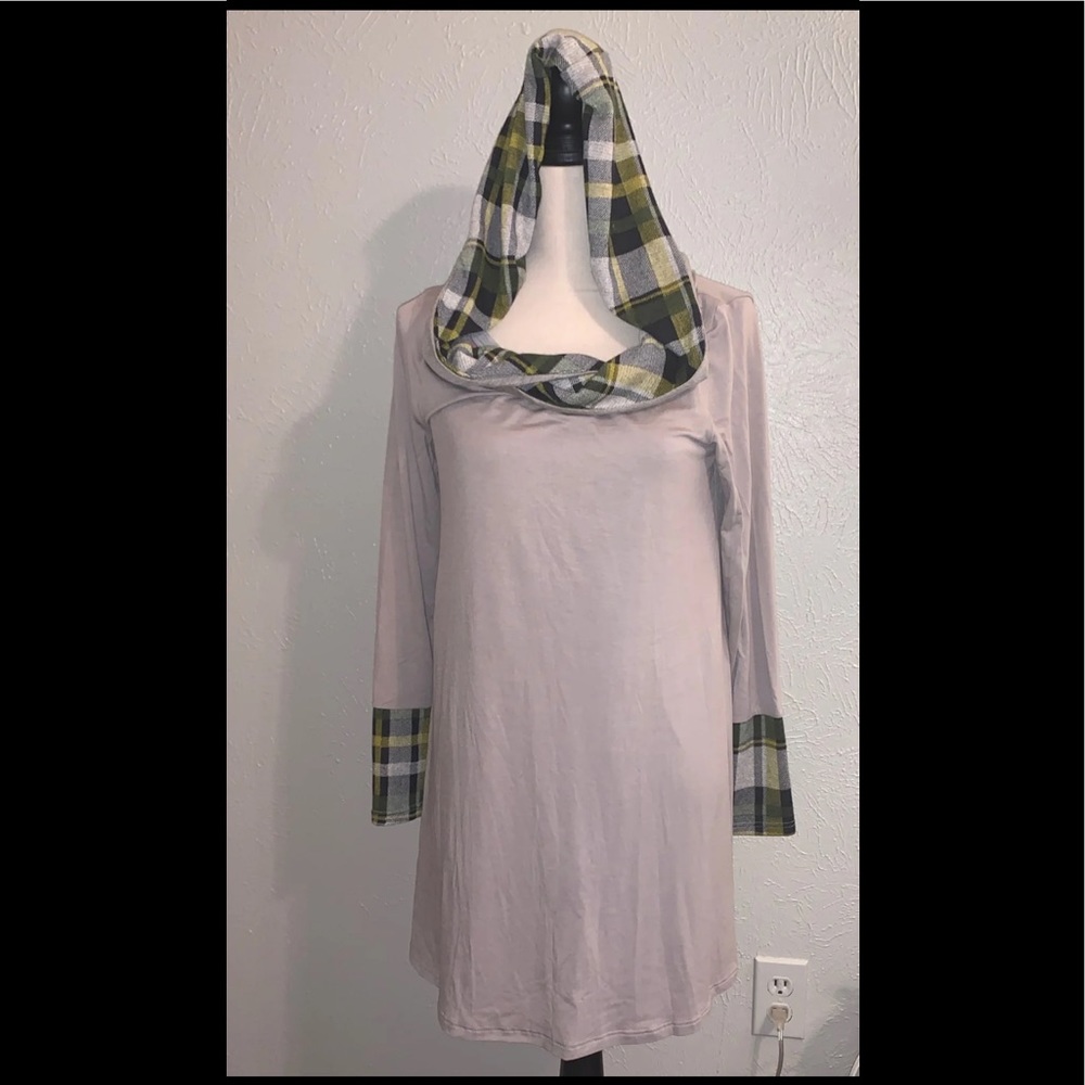 Plaid Hooded Tunic Dress